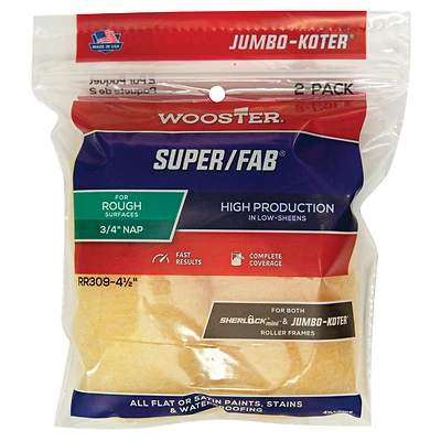 Wooster RR309-4 1/2 Jumbo Koter Paint Roller Cover, 4-1/2 x 3/4 In. Nap, 2-Pk.