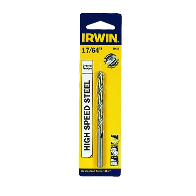 Irwin 60517 High Speed Steel Jobber Drill Bit, 17/64 In Dia, 2-5/8 In OAL
