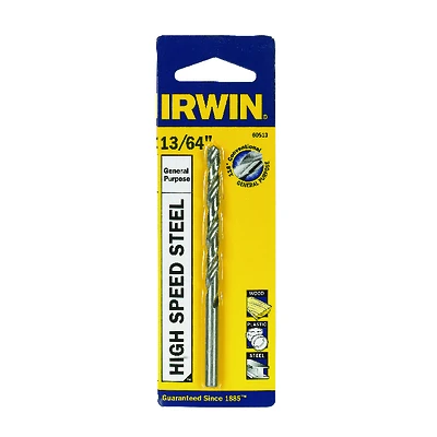 Irwin 60513 Jobber Drill Bit, High-Speed Steel, 13/64 In, 2-1/4 In