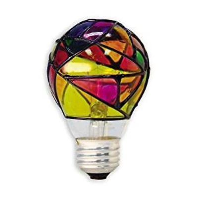 GE 46645 25W A19 Stained Glass Incandescent Bulb, E26, Soft White