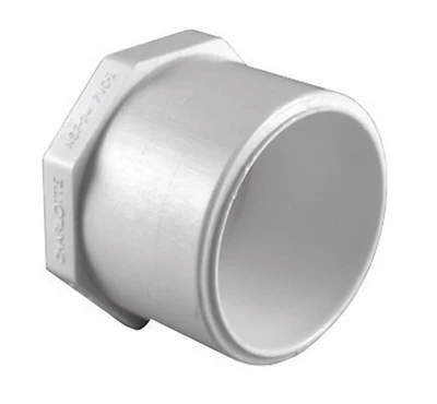 Schedule 40 PVC Plug Spigot, White, 1/2 In.