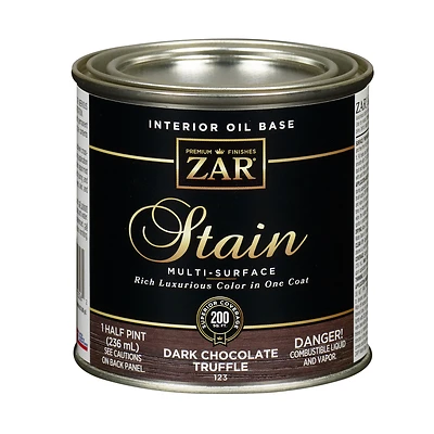 Zar 12306 Interior Wood Stain, Dark Chocolate Truffle, 1/2 Pt.