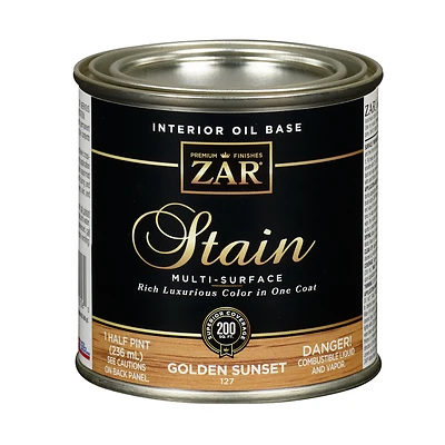 ZAR 12706 Interior Wood Stain, Golden Sunset, 1/2 Pt.