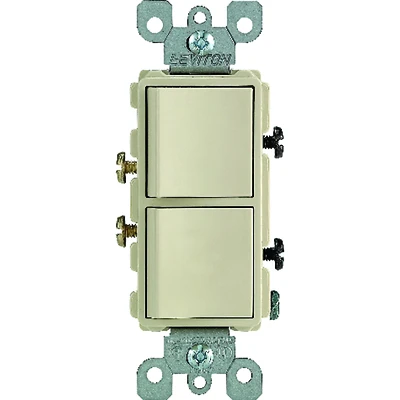 Decora R51-05634-0IS Combination Switch, 15 A, 120/277 VAC, SPST, Side Wire Terminal, Thermoplastic Housing Material