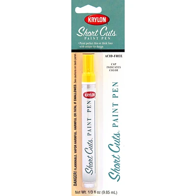 Krylon KSCP906 Short Cuts Paint Pen, Sun Yellow Gloss, Chisel Tip, 1/3 Fl Oz
