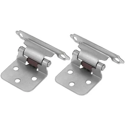Satin Nickel Self-closing Overlay Hinge 2-pack With Wood Screws, 2-3/4 In. L X 2 In. W