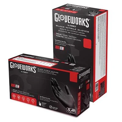 GLOVE PLUS POWDER FREE BLACK NITRILE XL 100/box