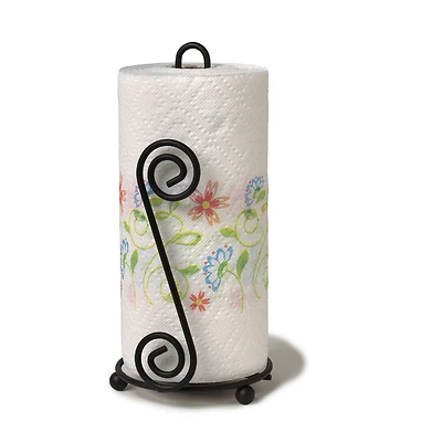 Paper Towel Holder, Black Scroll