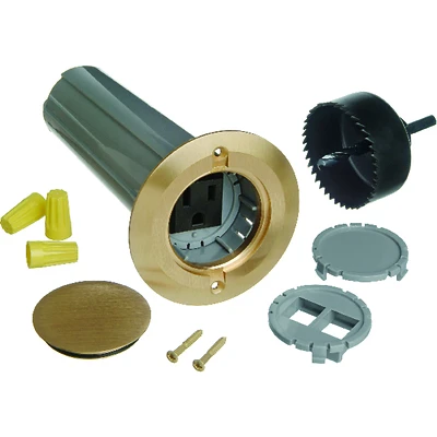 Carlon E971FBDI-2 Floor Box Kit, Single Gang, Non-Metallic, Brass Cover
