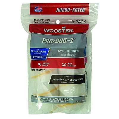 Wooster RR303-4 1/2 Pro/Doo-Z Mini Paint Roller Cover, 1/2 In Nap, 4-1/2 In, 2 Pk