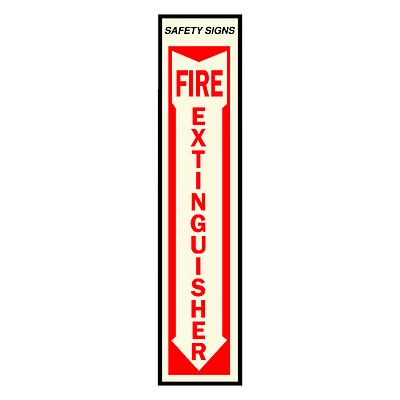 Hy-Ko Fire Extinguisher Sign, Glow-in-the-Dark, 4 x 18 In., Self-Adhesive
