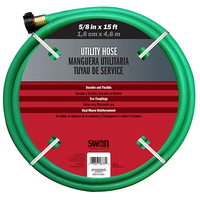 Swan SN58R015FM Vinyl Utility Hose, 5/8 In. x 15 Ft, Green