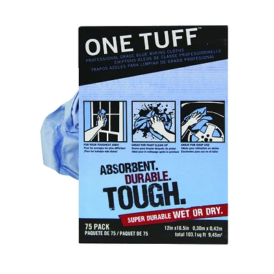 One Tuff Wiping Cloths 12 X 16.5 In, Blue, 75 Pk, Dupont Sontara