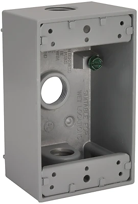 5320-0 Single-gang 3-outlet Gray Aluminum Weatherproof Outdoor Outlet Box