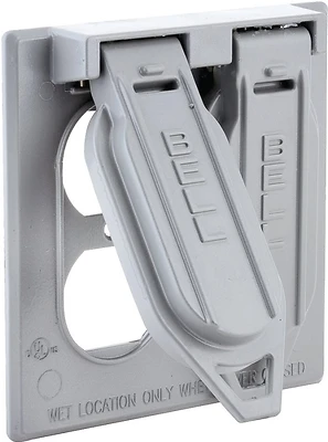 2-gang Vertical Mount Die-cast Metal Gray Weatherproof Outdoor Outlet Cover 5148-0