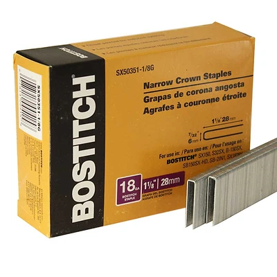 18-gauge Galvanized Narrow Crown Finish Staples, 7/32 In. X 1-1/8 In. (3000 Ct.)