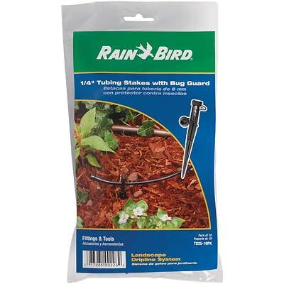 Rain Bird TS25-10PS Tubing Stakes With Bug Guard, 1/4 In., 10-Pack