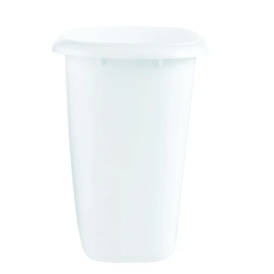 6 Quart White Plastic Wastebasket - Durable And Easy To Clean