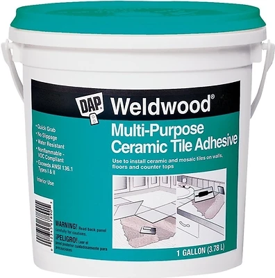 Dap 25192 Weldwood Ceramic Tile Adhesive, White, 1 Gal.
