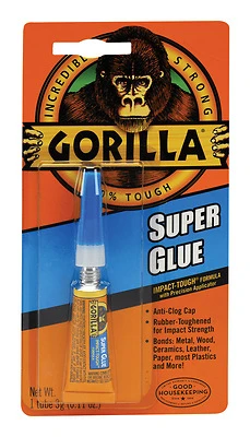 Gorilla 7900102 Super Glue, 3 g Tube, 2-Pack