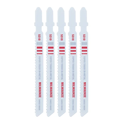 Milwaukee 48-42-5310 Bi-Metal T-Shank Jig Saw Blade, 4 In., 10 TPI, 5-Pk