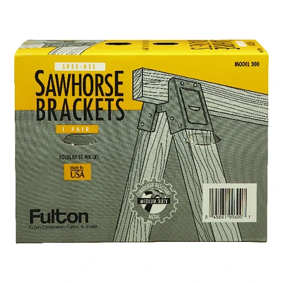 Fulton 300SHB Sawhorse Brackets, Medium-Duty Steel, For 2x4 Lumber, Pair