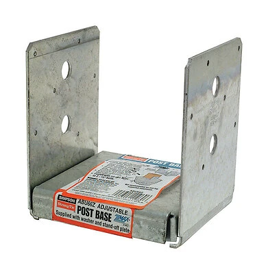 Uplift Post Base, Galvanized Steel, 10 & 12 Gauge, Adjustable, 6 x 6 In.