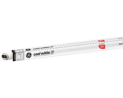 GE 10316 Light Bulb, 30 W, T8 Lamp, G13 Medium Bi-Pin Lamp Base, 2150 Lumens, 4100 K Color Temp, Cool White Light