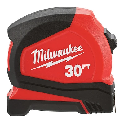 30 Ft. Compact Tape Measure 1.65 In. W, Model 48-22-6630, Heavy-duty