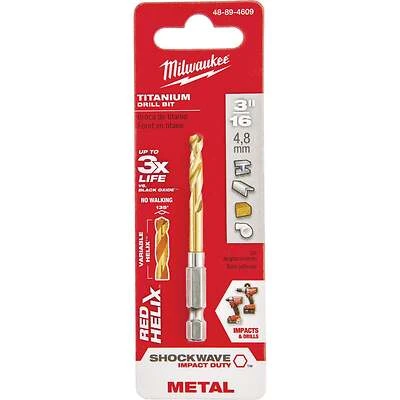 Milwaukee 48-89-4609 Shockwave Impact-Duty Titanium Drill Bit, 3/16 In.