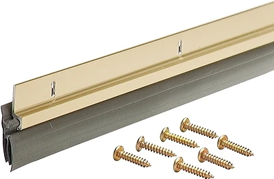M-D 05702 Aluminum & Vinyl Door Sweep, Brite Gold, 1-1/4 x 36 In.
