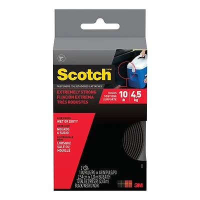 Scotch RF6741 Extreme Fastener, 1 in W, 4 ft L, Black, 10 lb