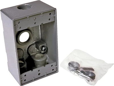 5321-0 Single Gang 1/2 In. 4-outlet Gray Aluminum Weatherproof Electrical Outlet Box