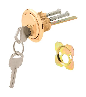 Prime-Line U 9965 Rim Cylinder Lock, Brass Plated, Keyed Different