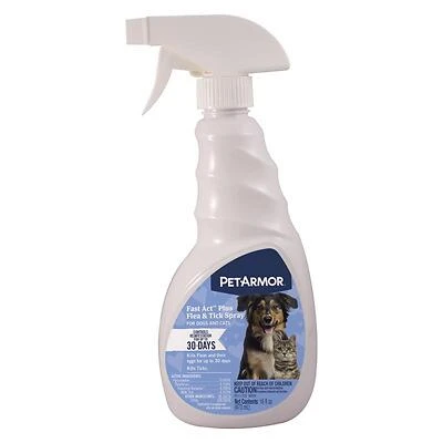 PetArmor 10141 Fast Act Plus Flea & Tick Spray for Dogs and Cats, 16 oz
