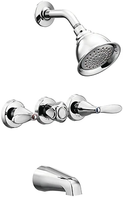 Adler Chrome 3-handle Tub And Shower Faucet With 4" Spray Head