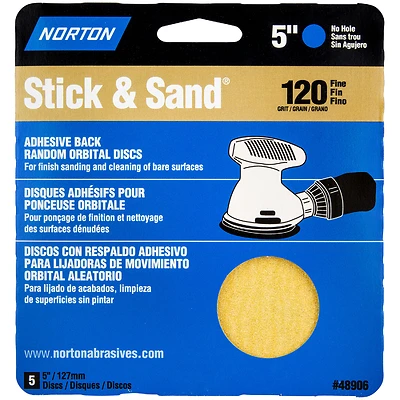 Norton 48906 Sanding Disc, 5 In., P120 Grit, 5-Pack
