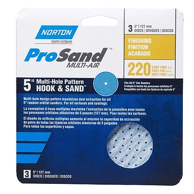 Norton 03227 ProSand Sanding Disc, 5 In., P220 Grit, 3-Pack