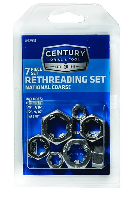 Rethreading Die Set, Right Hand, Fractional, High Carbon Alloy Steel, 7-Pc.