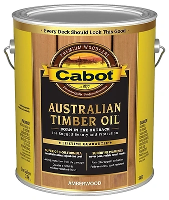 Cabot 3457-07 Australian Timber Oil Wood Finish, Amber Wood, 1-Gallon