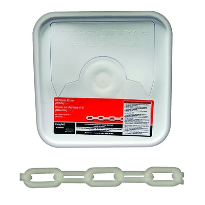 Campbell #8 White Plastic Chain, 138 Ft.