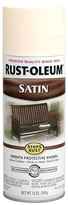 Stops Rust Spray Enamel, White Shell Satin, 12-oz.