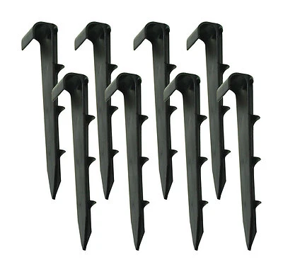 Universal Tubing Hold-Down Stake, Cleated Plastic, 6 in., 8-Pack
