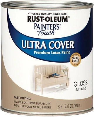 Rust-Oleum 1994502 Painter's Touch Ultra Cover Latex Paint, Almond Gloss, Qt.