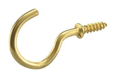 Cup Hooks, Brass, 7/8-In., 8-Pk.