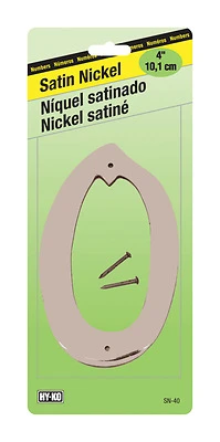 Hy-Ko SN-40/0 House Address Number 0, Zinc, Nickel Finish, 4-In.