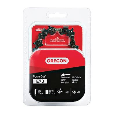 Oregon E70 PowerCut Chainsaw Chain, 20 In. Bar, 70-Link
