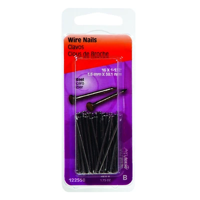 Hillman 122558 Bright Wire Nails, 1-1/2 In., 16 Gauge, 0.75 Oz.