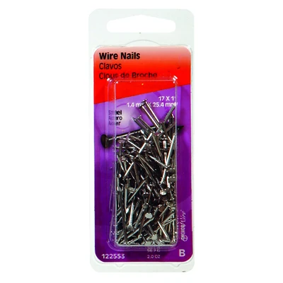 Hillman Wire Nails, 1-In. x 17 Gauge, Stainless Steel, 2-oz.