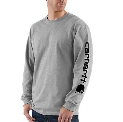 Graphic Logo T-Shirt, Long-Sleeves, Heather Gray, Large